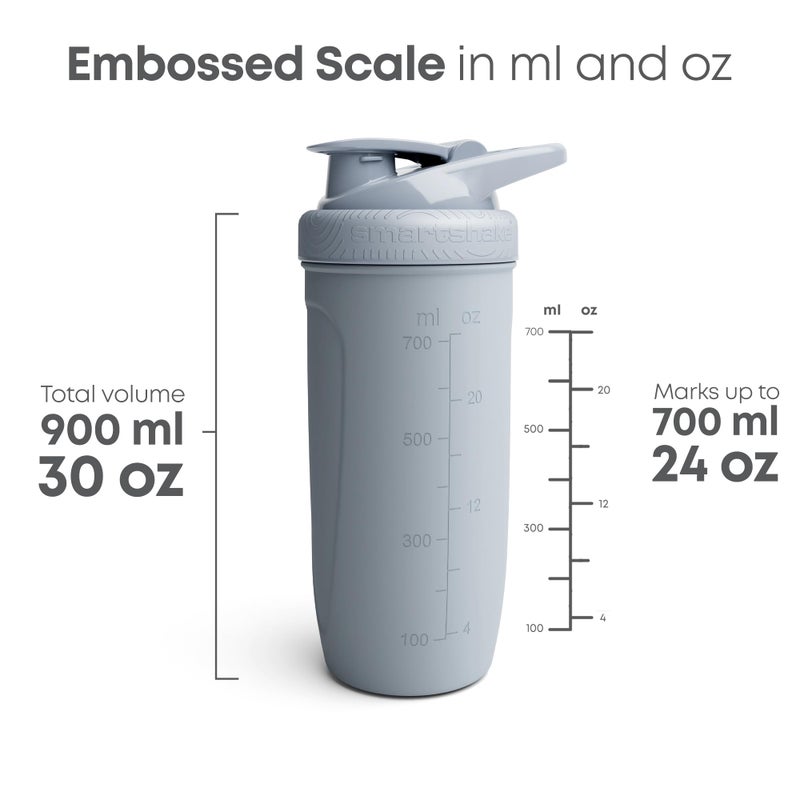 Smartshake Reforce Stainless Steel Protein Shaker Bottle - Non Insulated Unisex Gym Bottle | Metal Shaker Bottles - 900 ml | 30 oz - Leakproof Screw-On Lid - DEHP & BPA Free (Grey) - Image 3